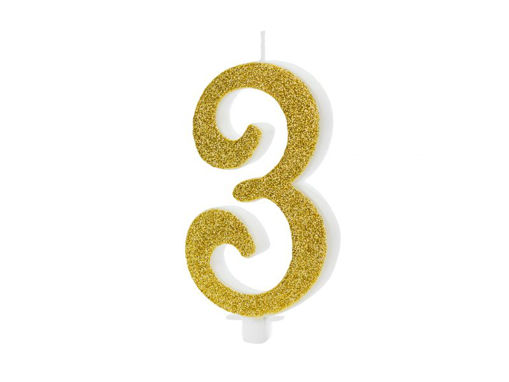 Picture of BIRTHDAY CANDLE GOLD TWIRL NUMBER 3